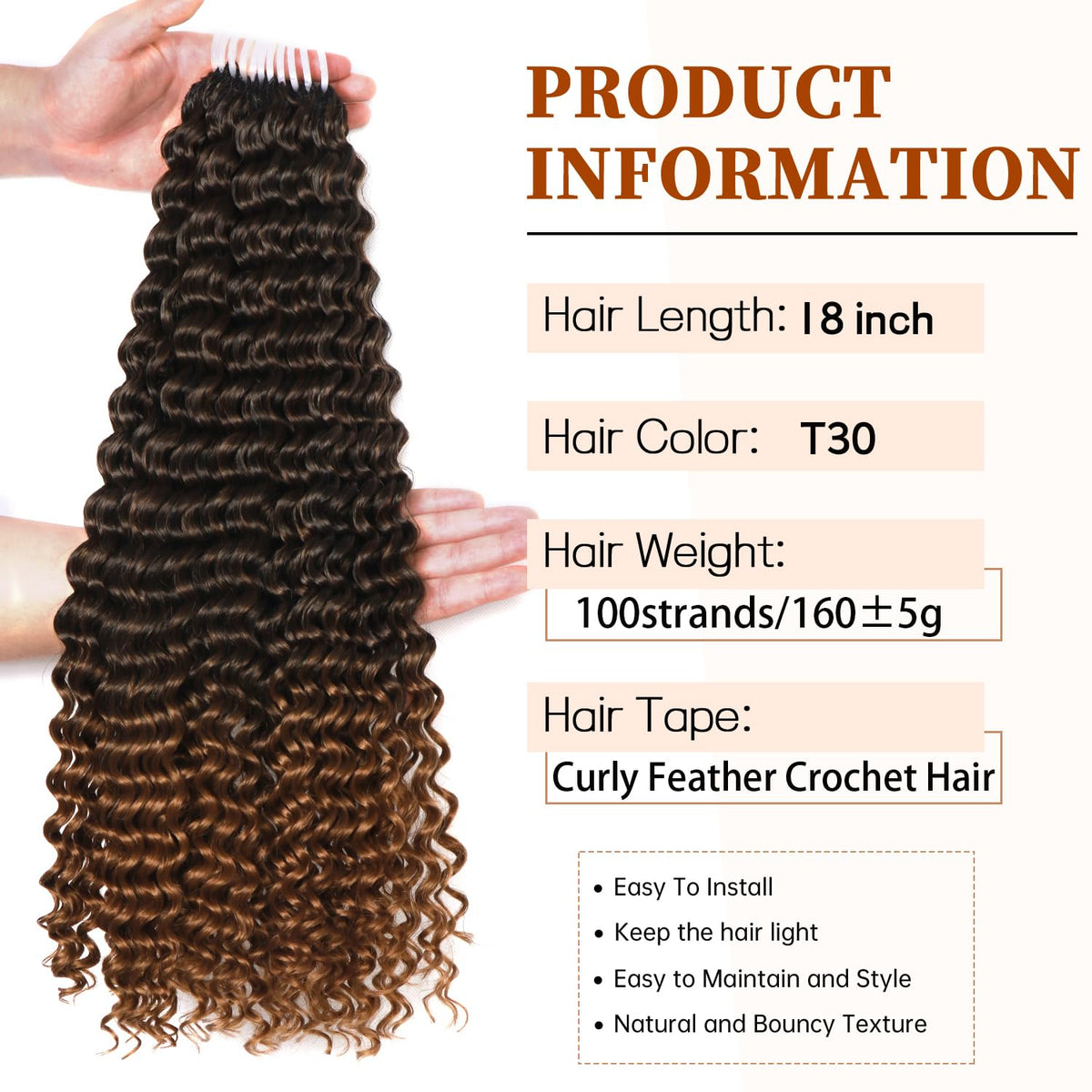 XCHSLB Deep Wave 18-inch hair visual highlights lush, long-lasting curl.