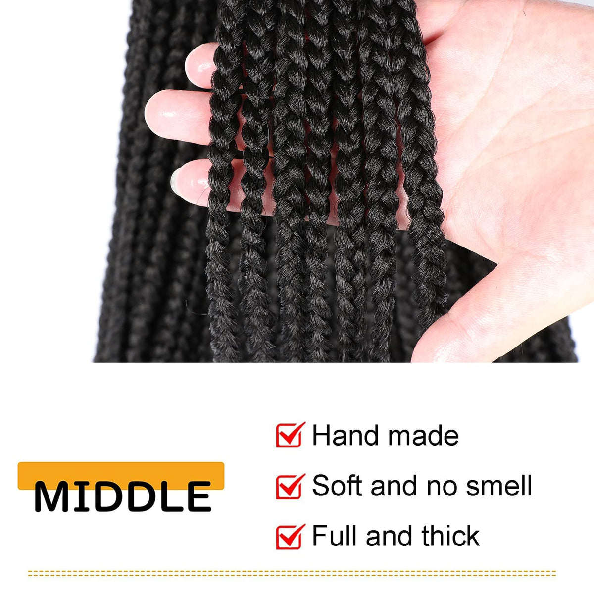 XCHSLB Goddess Box Braids 18in color 1B, smooth shade for diverse styles.