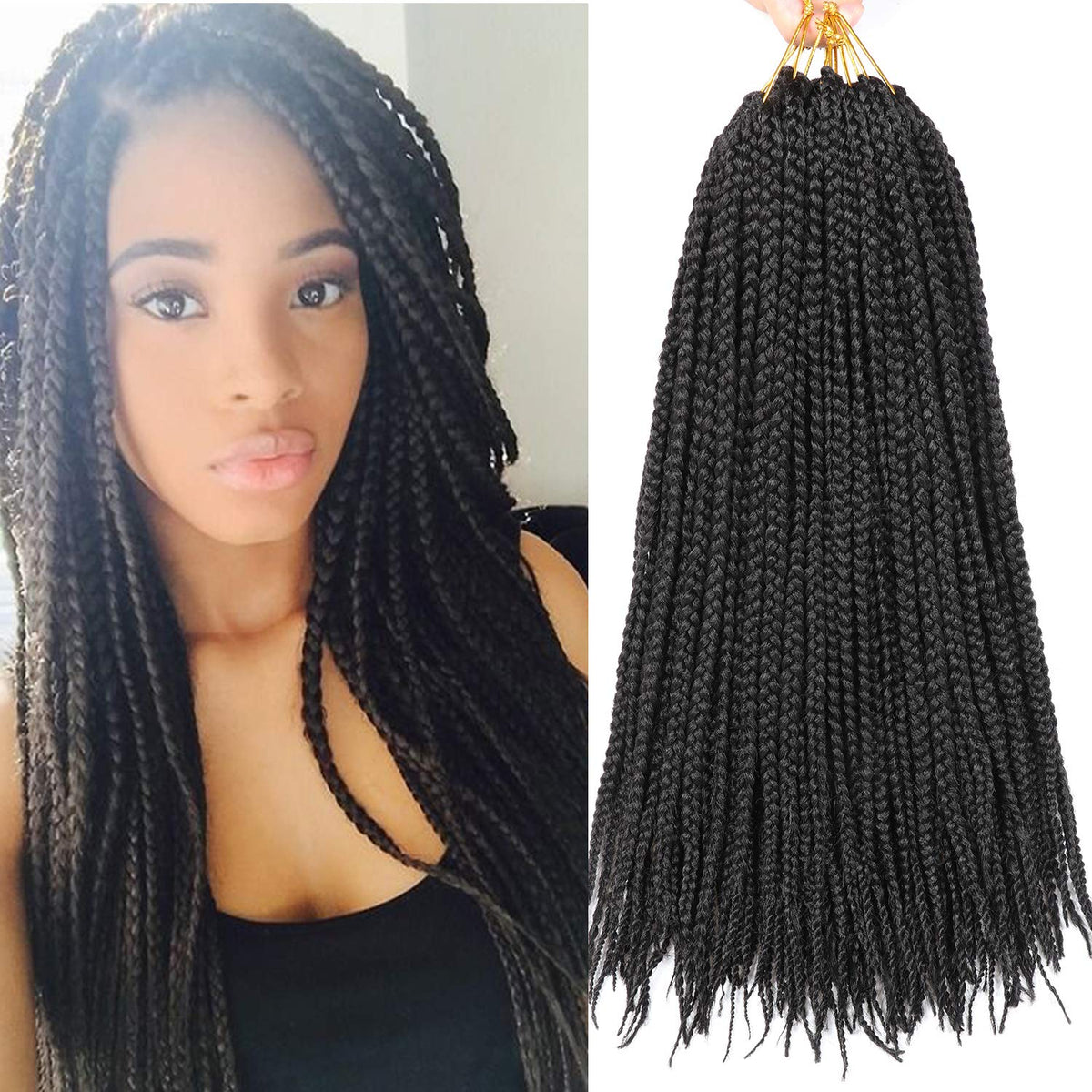 XCHSLB Goddess Box Braids 18in prelooped hair, close-up shows soft, natural texture for easy styling.