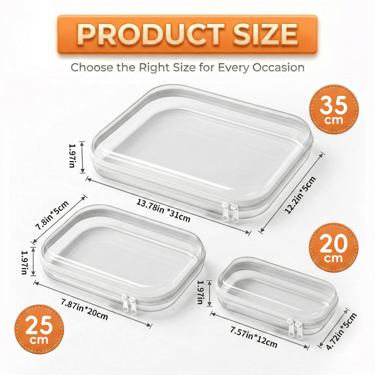 XCRUI clear hard shell 2L pouch close-up, protects items during travel.