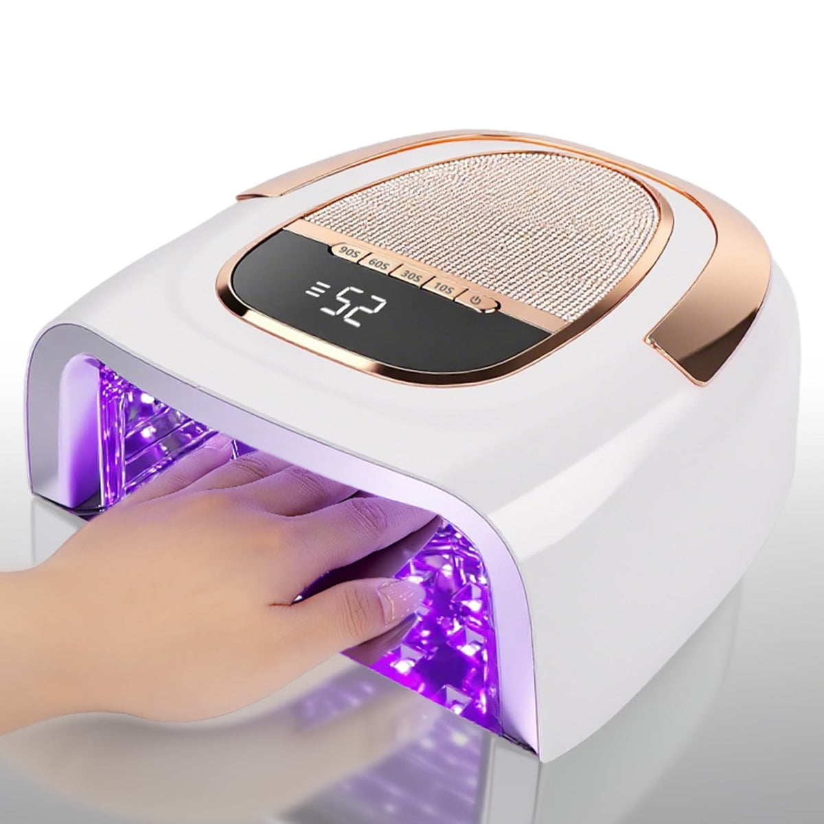 XCVPL 96W cordless nail lamp front view showing portable power for salon-quality manicures