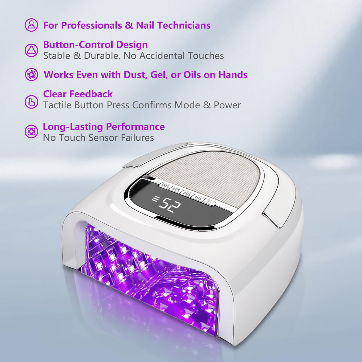 XCVPL lamp in use shows hand under light for precise curing.