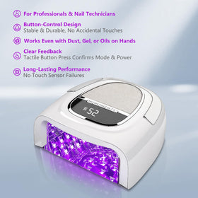 XCVPL lamp in use shows hand under light for precise curing.