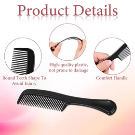 Xelsluthe black wide-tooth combs with sturdy PP construction for daily grooming.