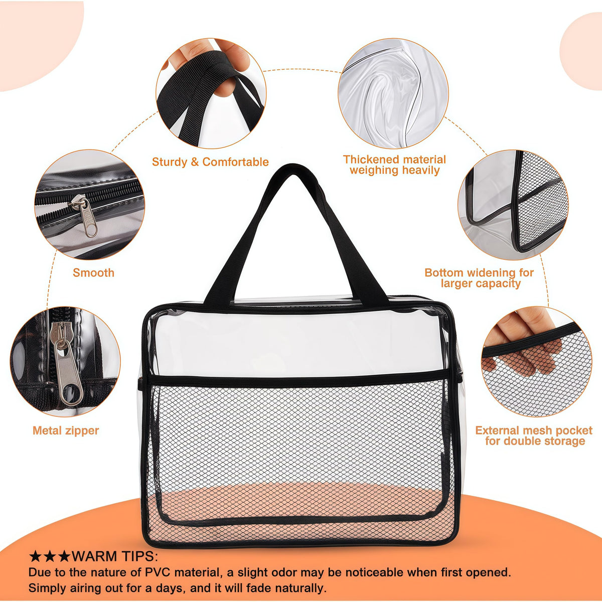XEWEA small clear toiletry bag with handle, great for daily essentials.