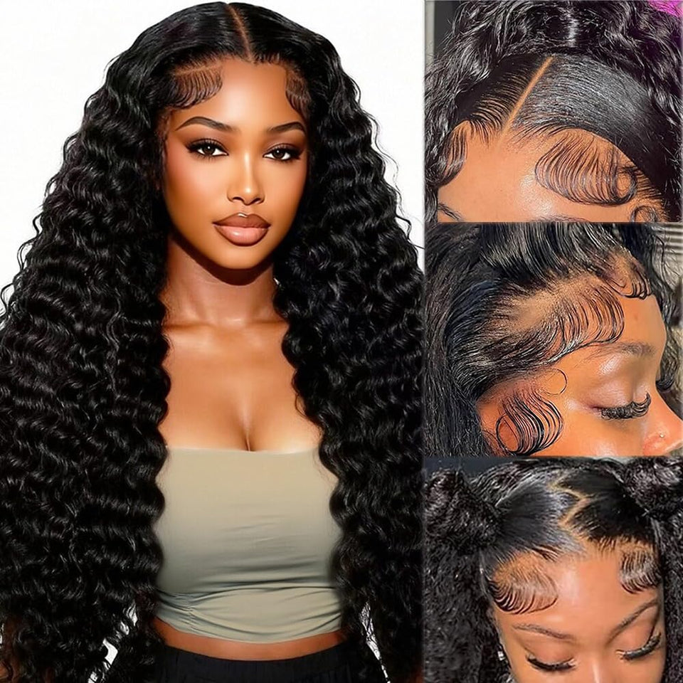 Xhisae 30-inch deep wave lace front wig for natural length and movement.