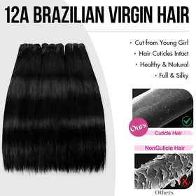 XIANYUN Brazilian virgin straight bundles 24 inch extend length for elegant, seamless blends.