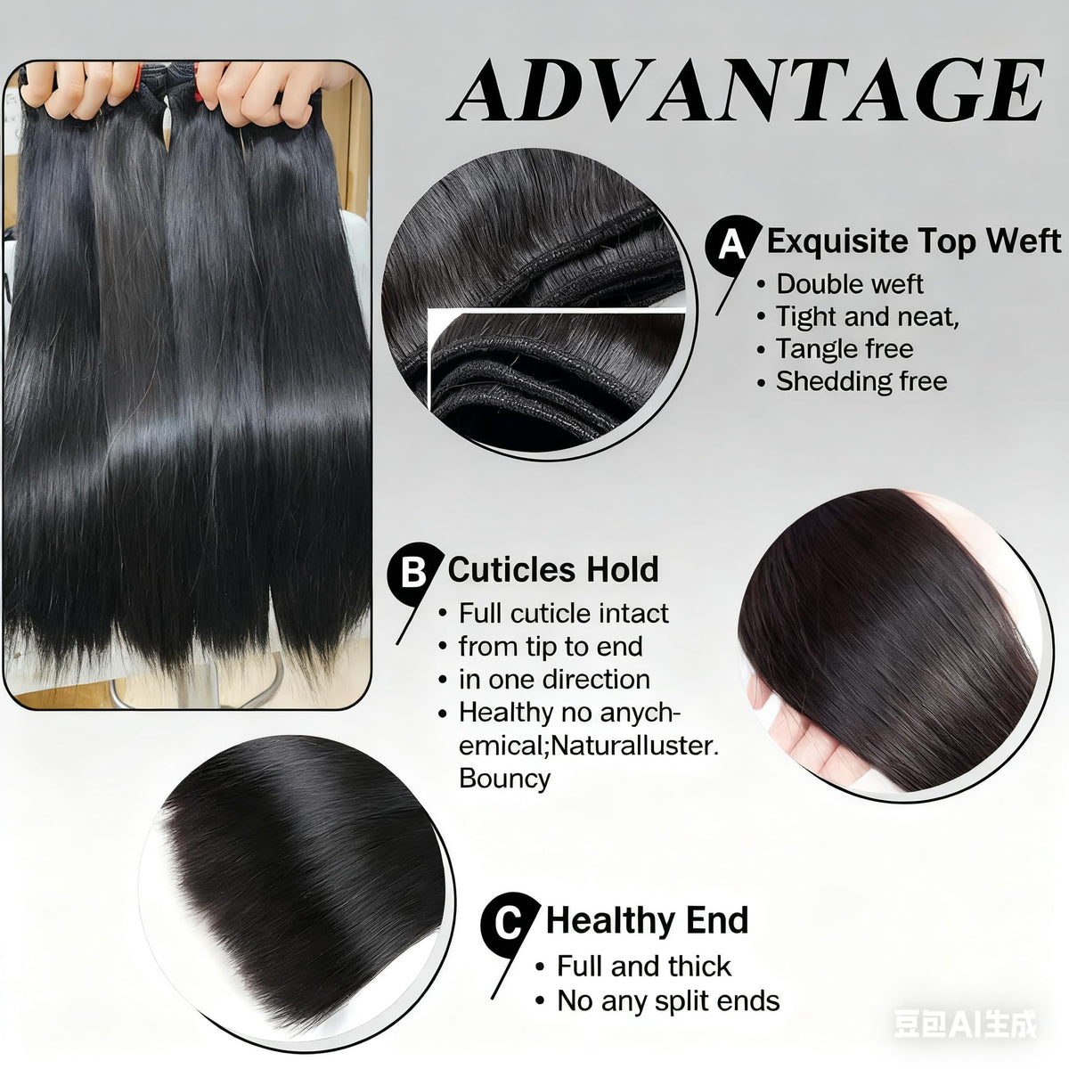 XIANYUN straight hair bundles 16-inch set for balanced volume and length