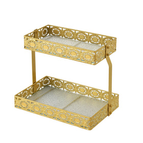 Xiaojuande two-layer glass storage tray with corrugated top for organized vanity display