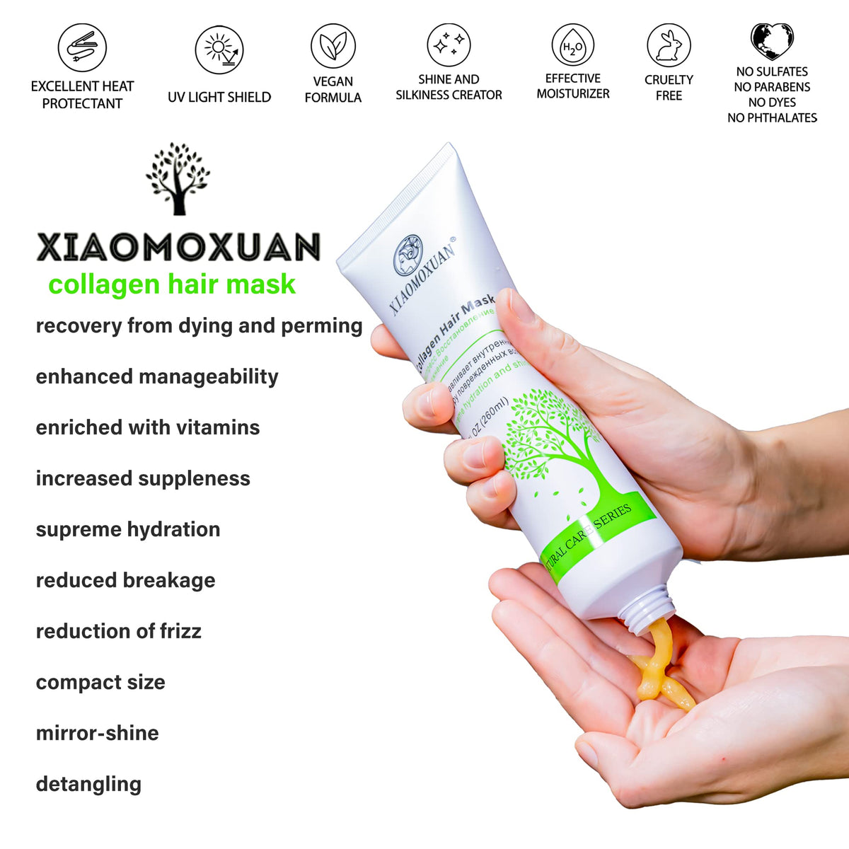 Xiaomoxuan Collagen Mask applied with creamy texture for conditioning impact.