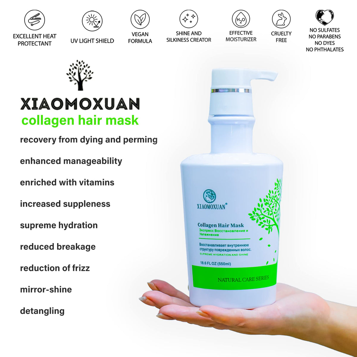 Xiaomoxuan ingredients highlight tea tree oil and collagen for scalp care.