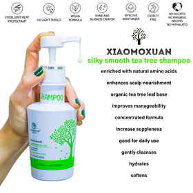 Xiaomoxuan Tea Tree Shampoo scalp care demonstrates refreshing sensation.