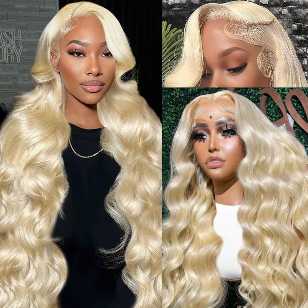 XIAPAY 613 lace front wig 28in blonde body wave for natural daily wear.