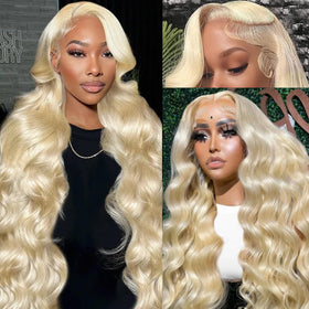 XIAPAY 613 lace front wig 28in blonde body wave for natural daily wear.