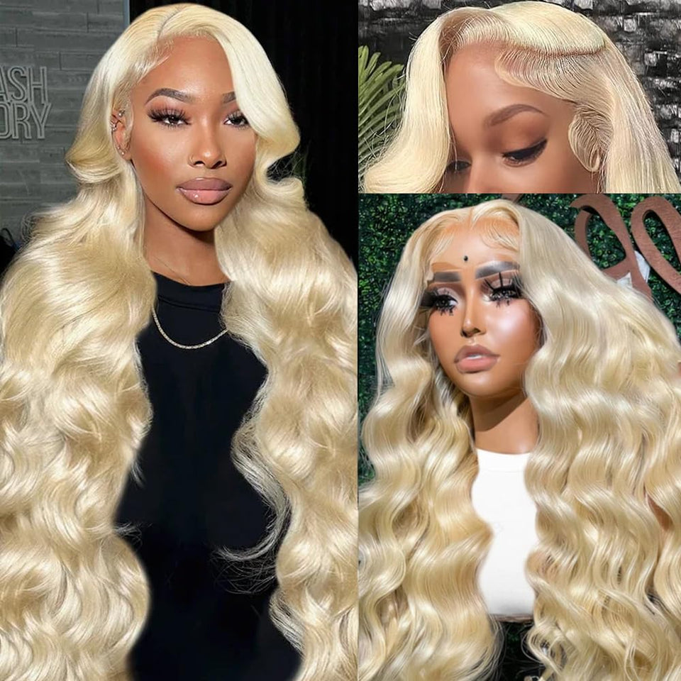 XIAPAY 613 lace front wig 28in blonde body wave for natural daily wear.