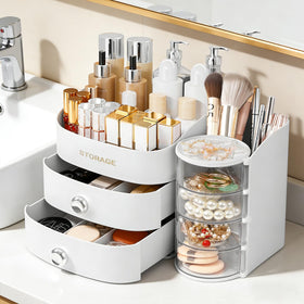 XIAPIA transparent rotating tower showcases rings, earrings, and lipsticks with a quick spin.