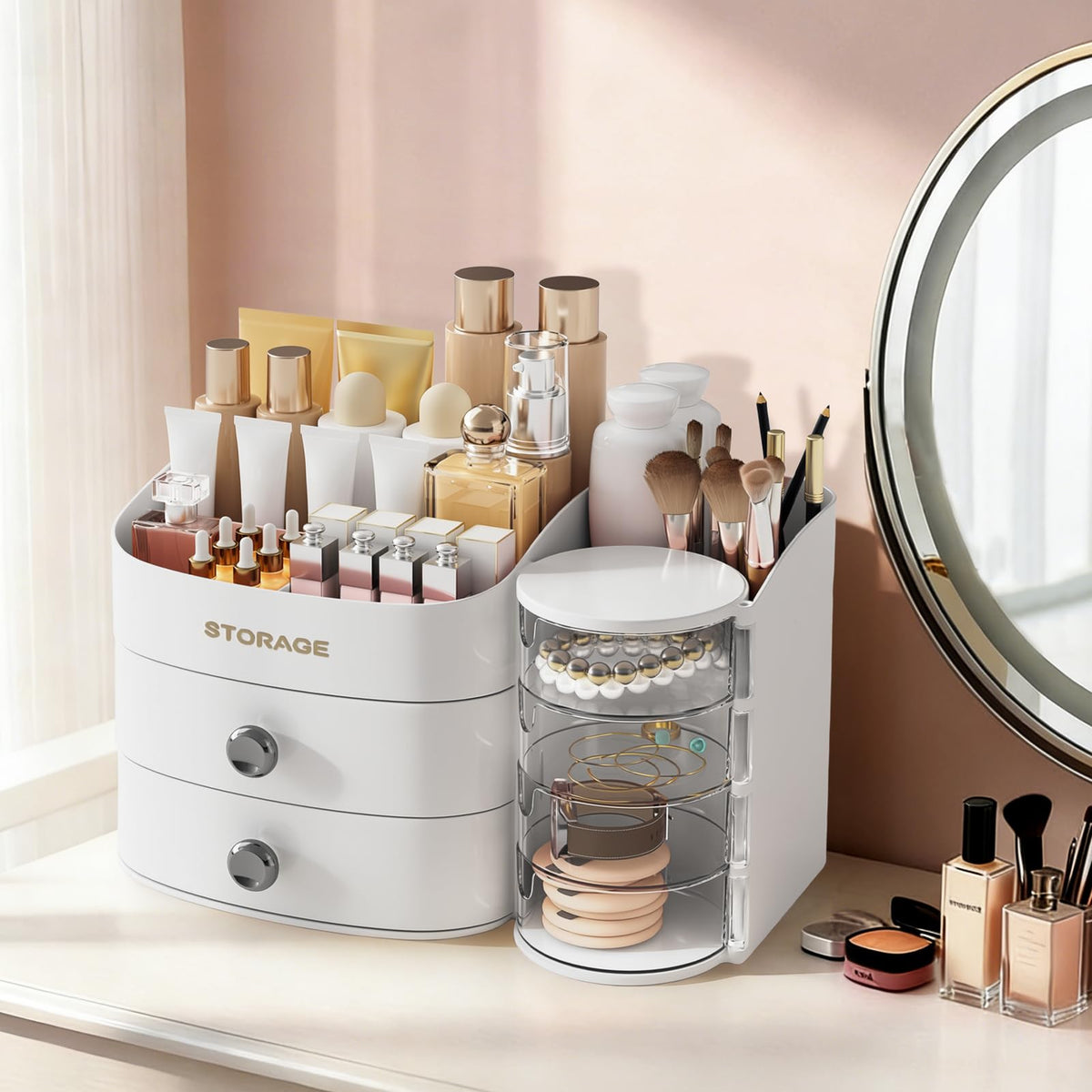 XIAPIA white finish complements any decor and keeps your vanity looking fresh.