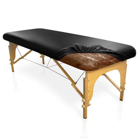 XIAROGEE leather massage table cover in black shows waterproof protection against oils and moisture