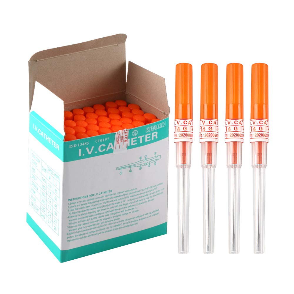 Xiboya Textile pack of 50 catheter piercing needles in sealed tubes for tattoo piercing use.