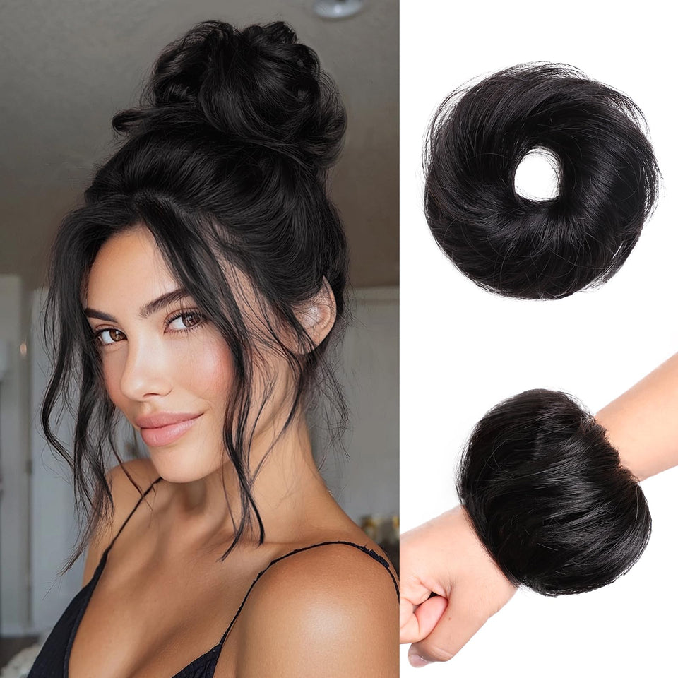 XIXISNOW messy bun hair piece with real human hair for natural volume