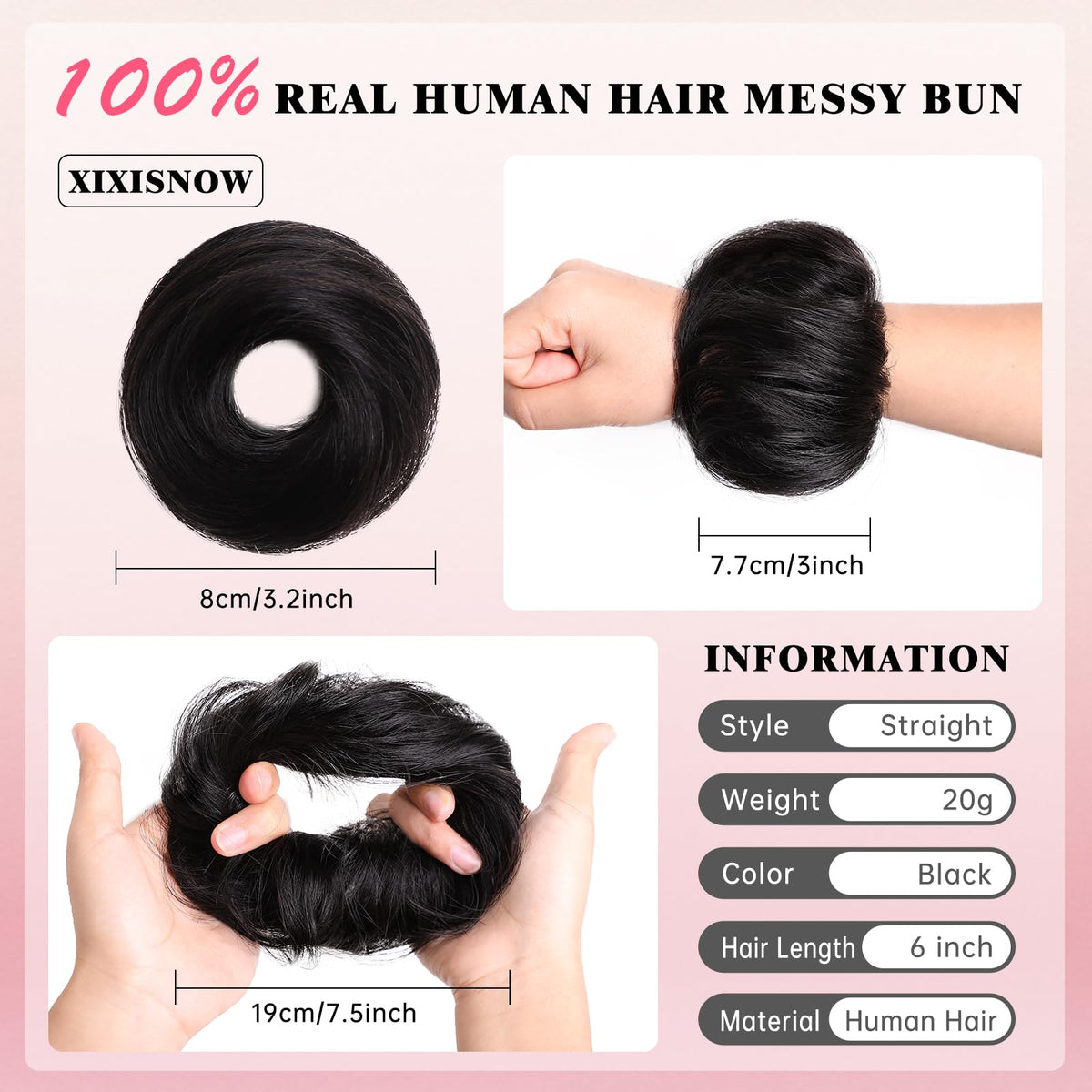 XIXISNOW stretchy band bun attachment for secure, comfortable wear