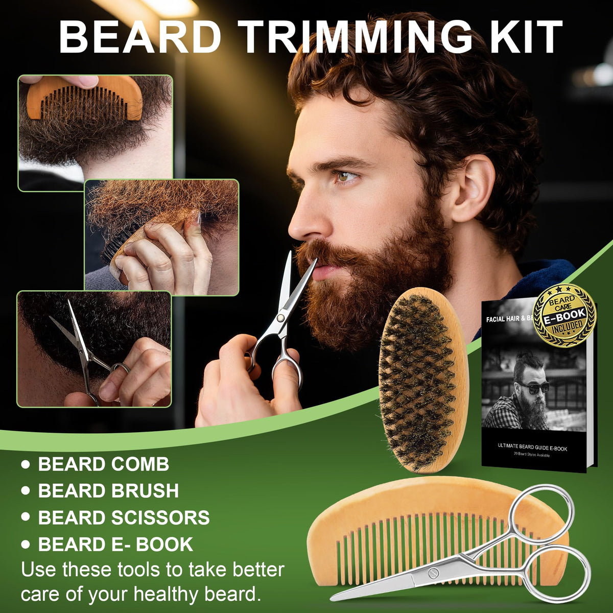 Xikezan beard scissors offer precise trimming for clean lines.