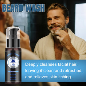 XIKEZAN beard shampoo bottle focusing on cleansing and comfort