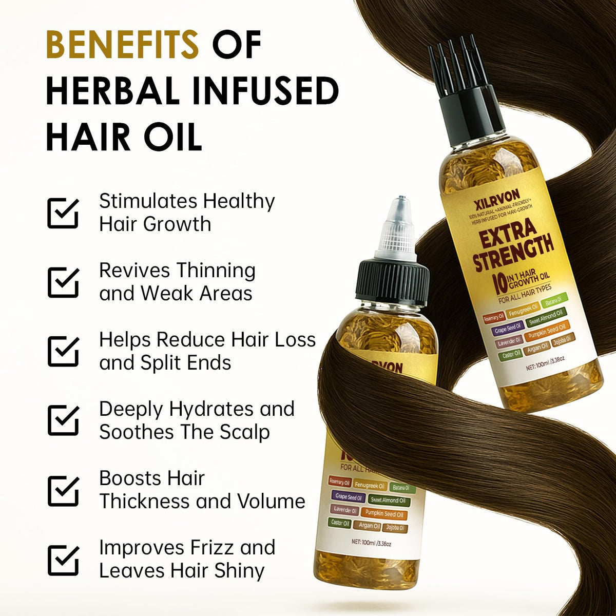 XILRVON ten-oil nourishing blend emphasizing natural plant-based moisture.