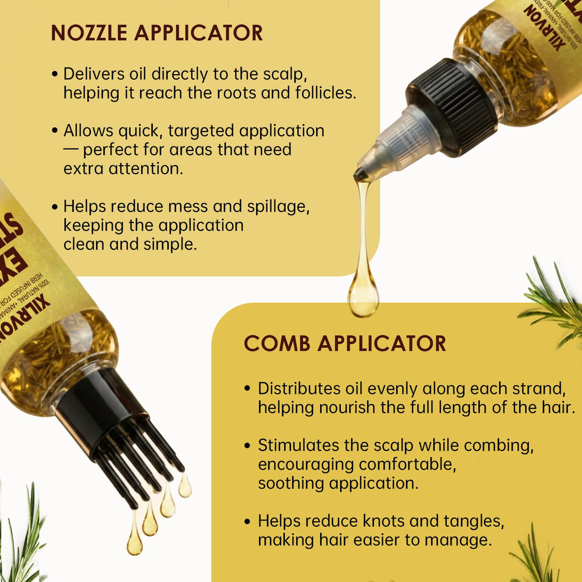 XILRVON lavender soothing application on scalp for comfort and manageability.