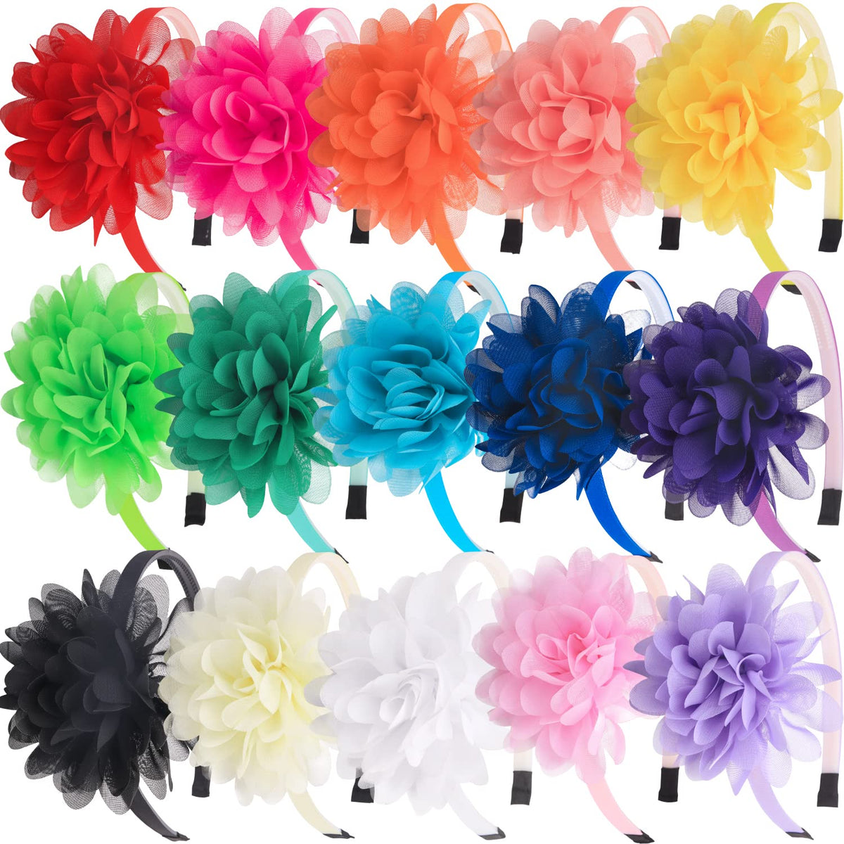 XIMA headbands with chiffon flower add a charming look for girls in photos.