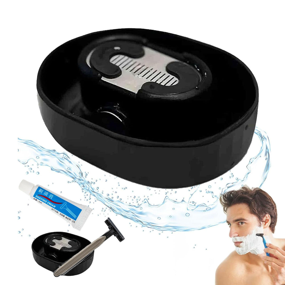 Xingoaup Razor Rinser push action with water jets for quick blade cleaning