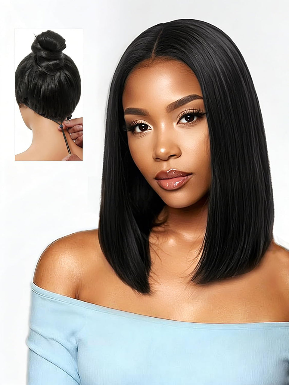 Xinjiju Bob Wig 14inch front view showcasing ready-to-wear look and natural movement