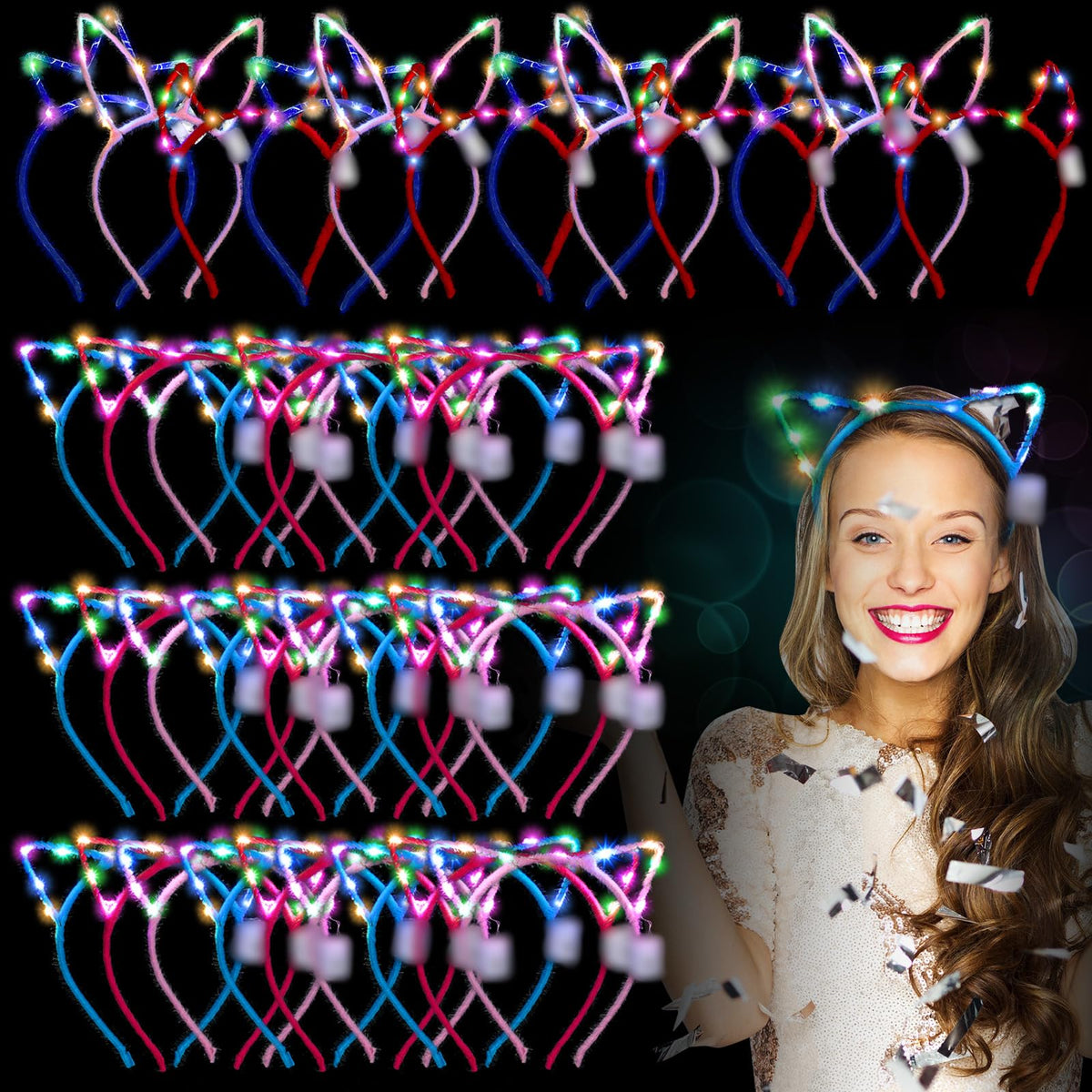 Xinnun cat ears headband glowing for eye-catching party vibes