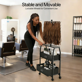 XINTUO black braiding rack blends in with salon decor