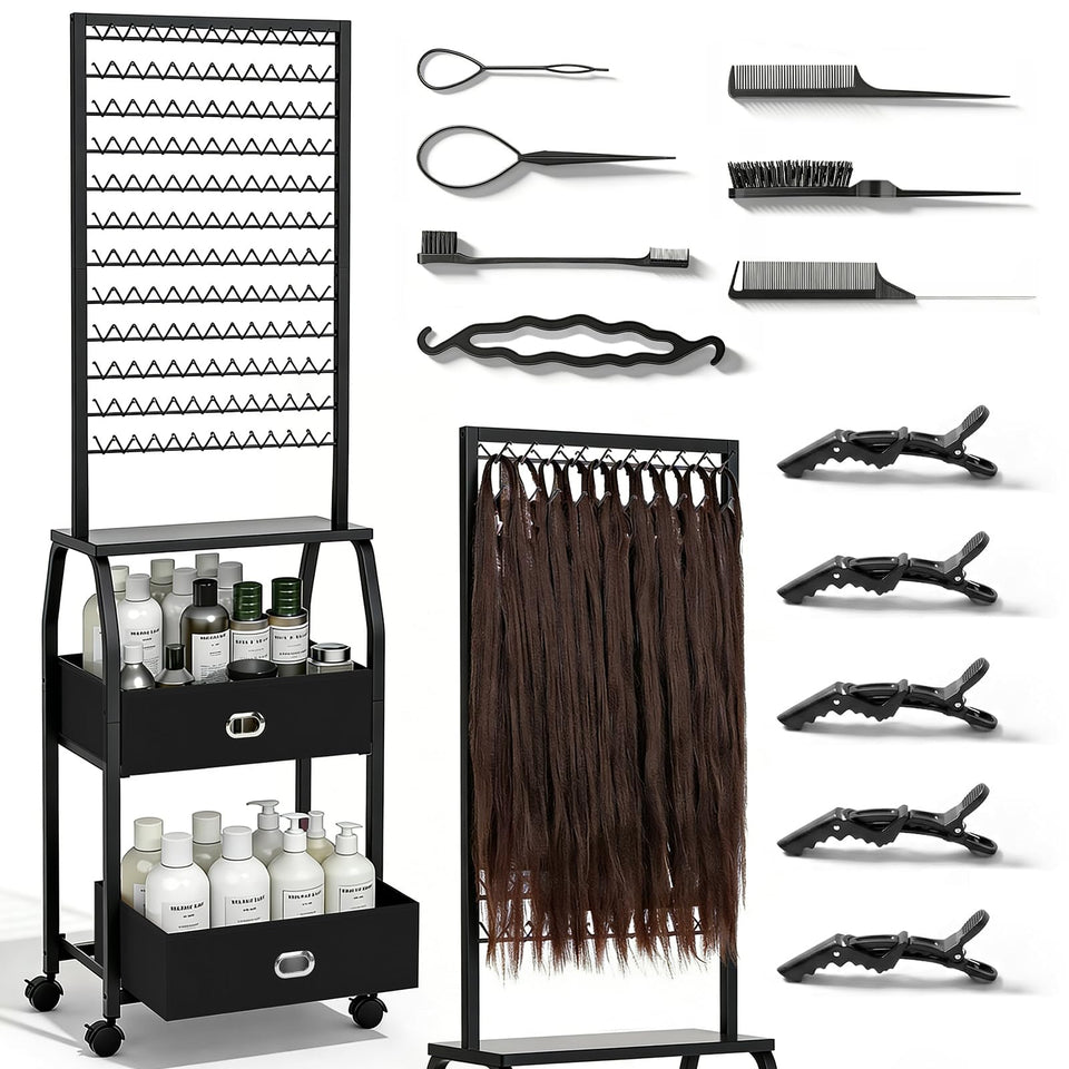 XINTUO braiding hair rack with wheels for easy salon mobility