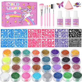 XiQiDianr glitter tattoos kit with 32 colors for vibrant party looks.