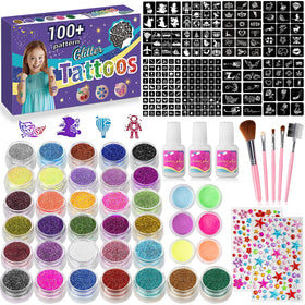 XiQiDianr temporary glitter tattoos kit for colorful party looks.