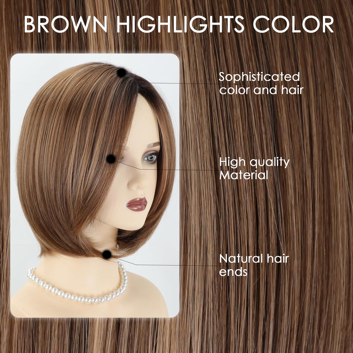 XIUFAXIRUSI XIUFAXIRUSI dark-rooted wig conveying realism for daily wear