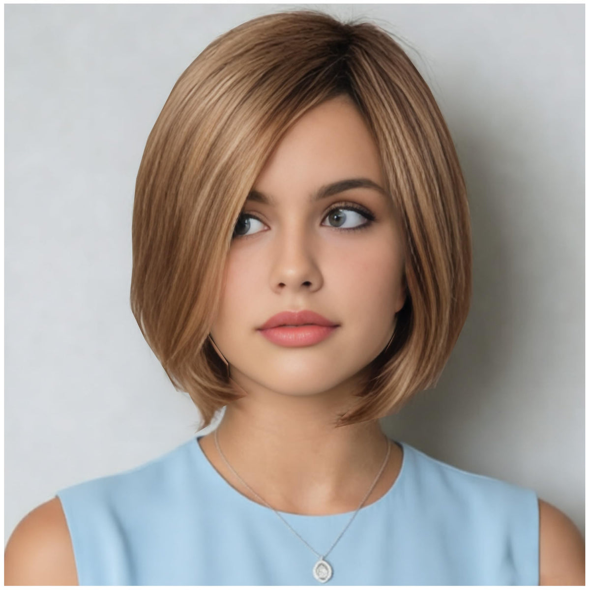 XIUFAXIRUSI XIUFAXIRUSI short brown bob wig with side part for everyday style
