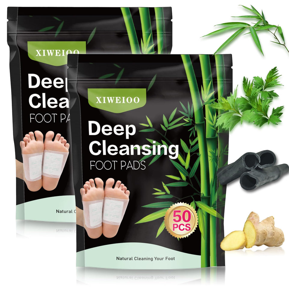 Xiweioo foot pads kit with ginger oil for overnight cleansing and relaxation.