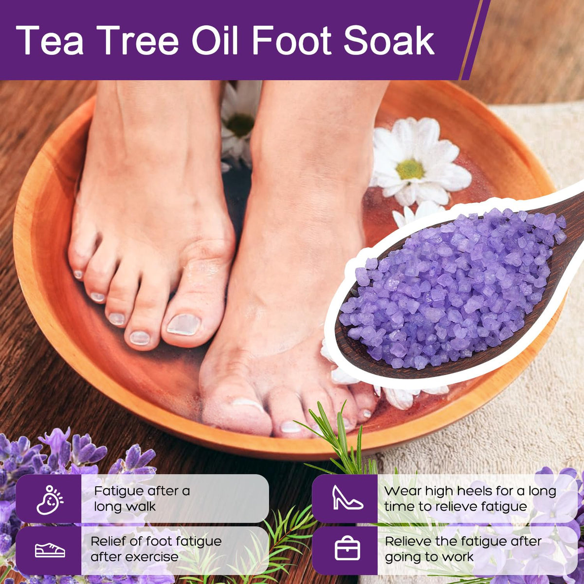 XIWEIOO epsom salt crystals reveal soothing minerals for tired feet