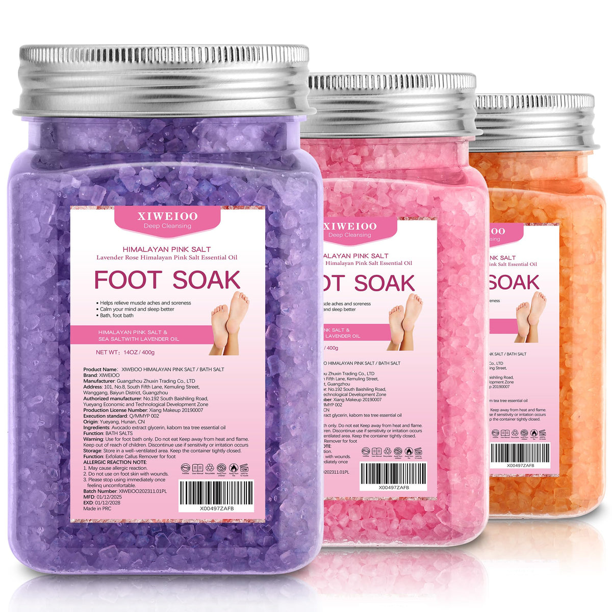 XIWEIOO foot soak kit two-pack packaging view for gifting and home spa rituals