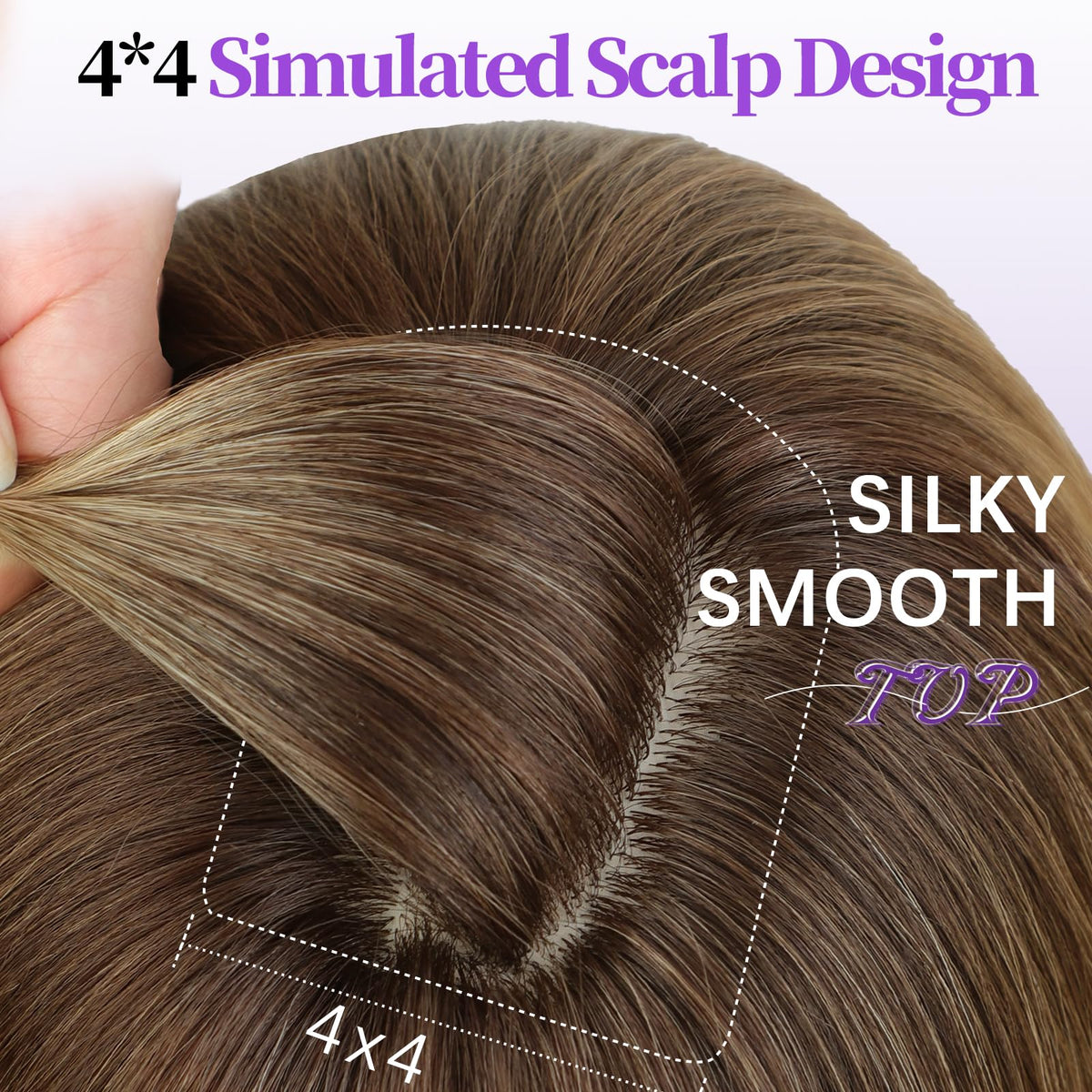 XIXIBI 4x4 simulated scalp creates seamless hairline and easy parting.