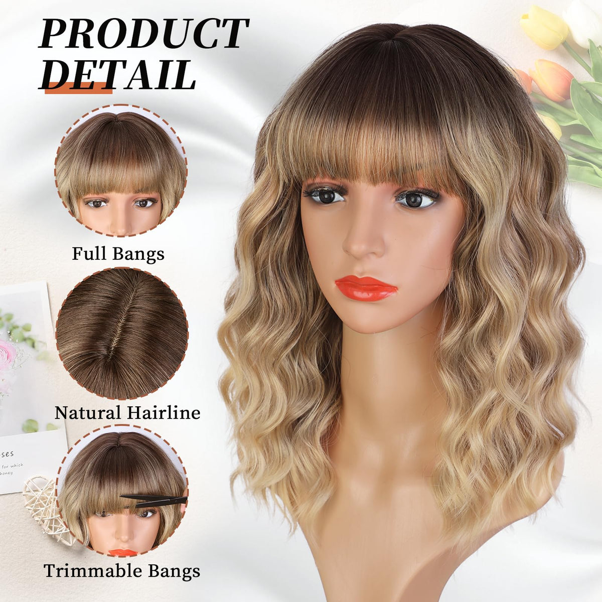 XIXIBI blonde wig back view with full waves and seamless transition