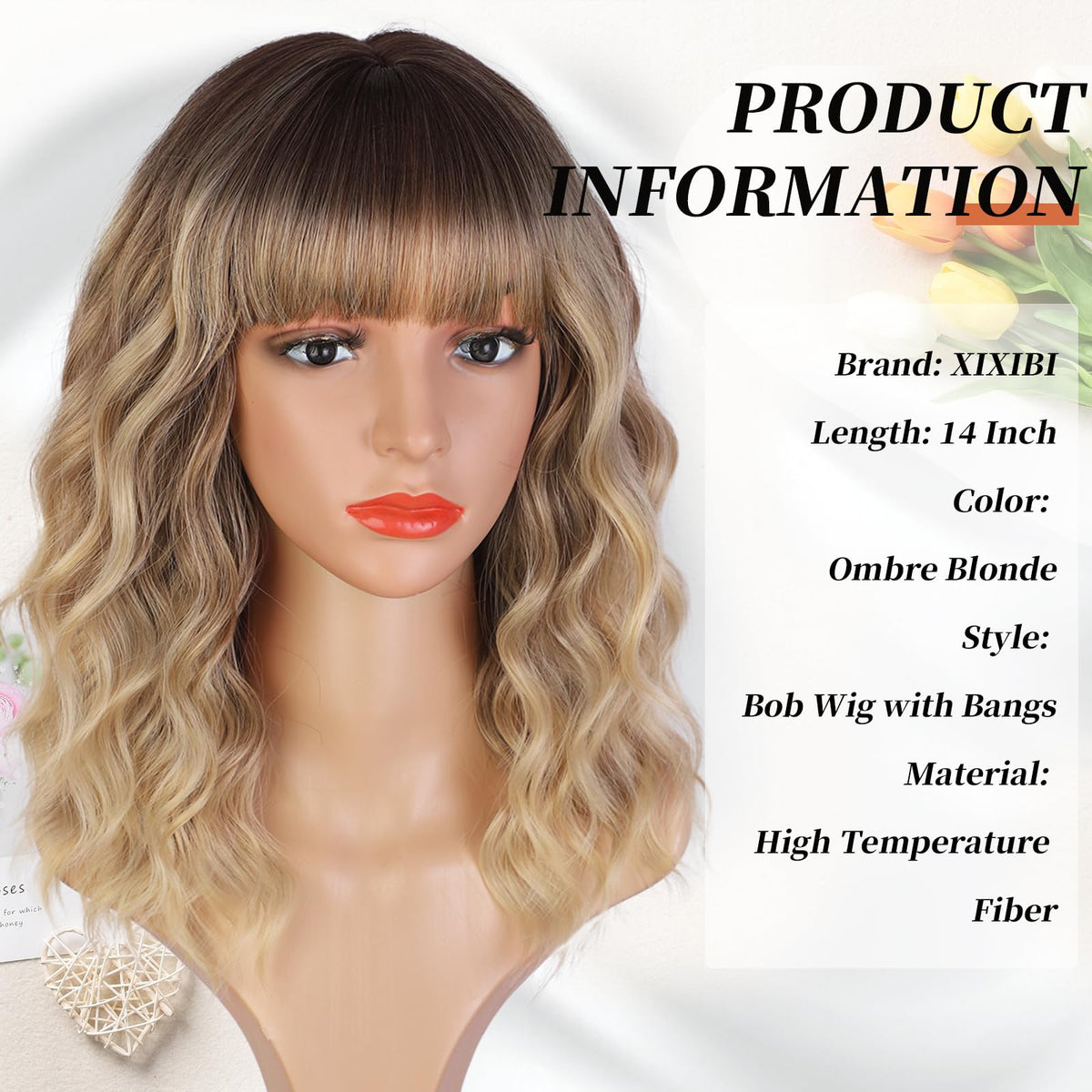 XIXIBI blonde wig front view with bangs for versatile styling