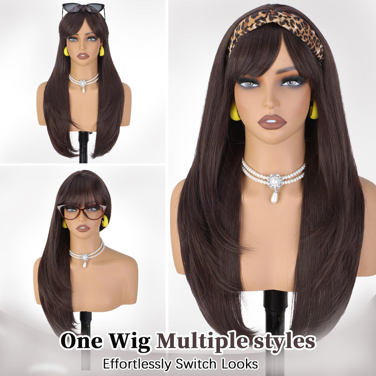 XIXIBI Brown Wig with Bangs is versatile for daily use, parties, and cosplay.