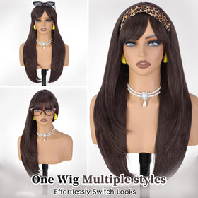 XIXIBI Brown Wig with Bangs is versatile for daily use, parties, and cosplay.