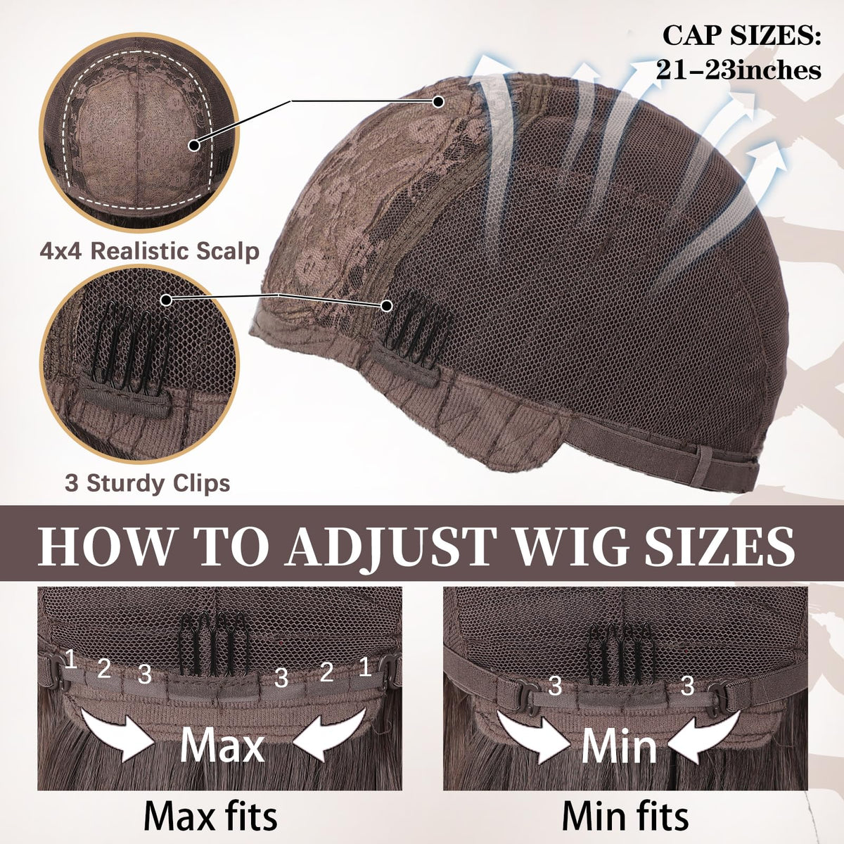 XIXIBI Brown Wig with Bangs provides free parting for flexible styling options.