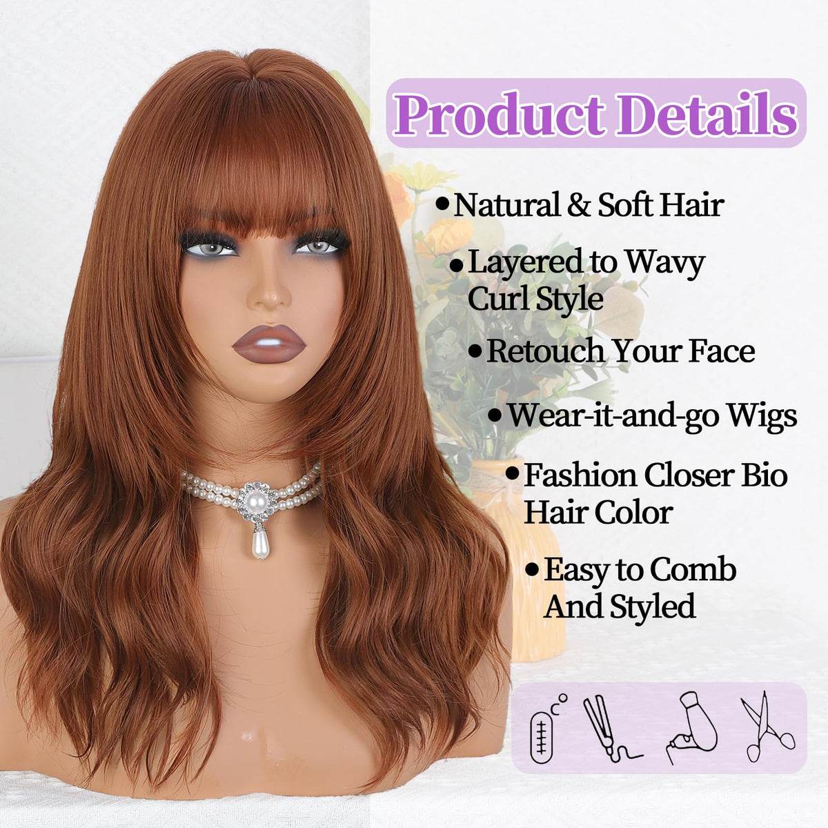 XIXIBI ginger wig 18-inch layered style adds volume and movement.