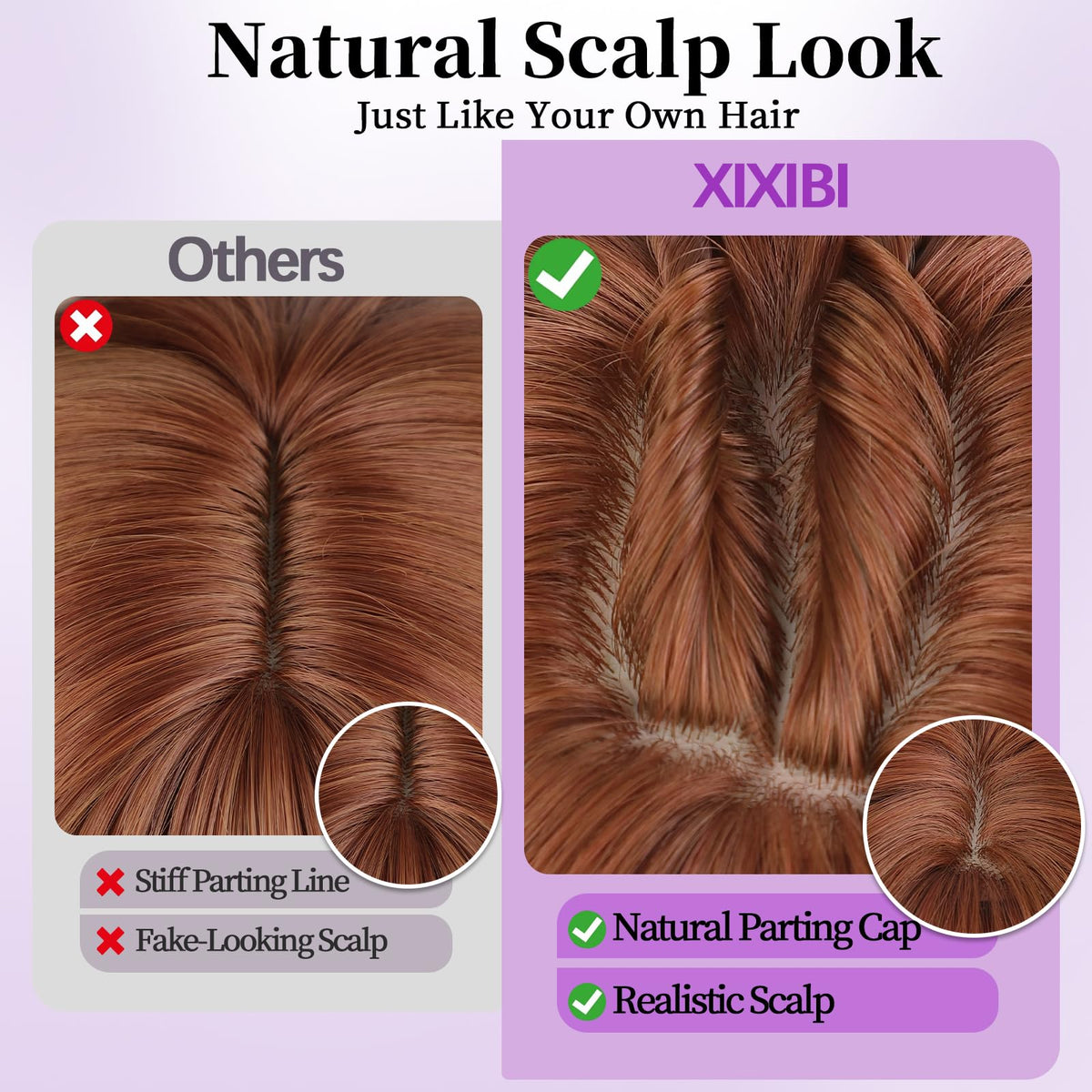 XIXIBI ginger wig adjustable elastic band for secure all-day fit.